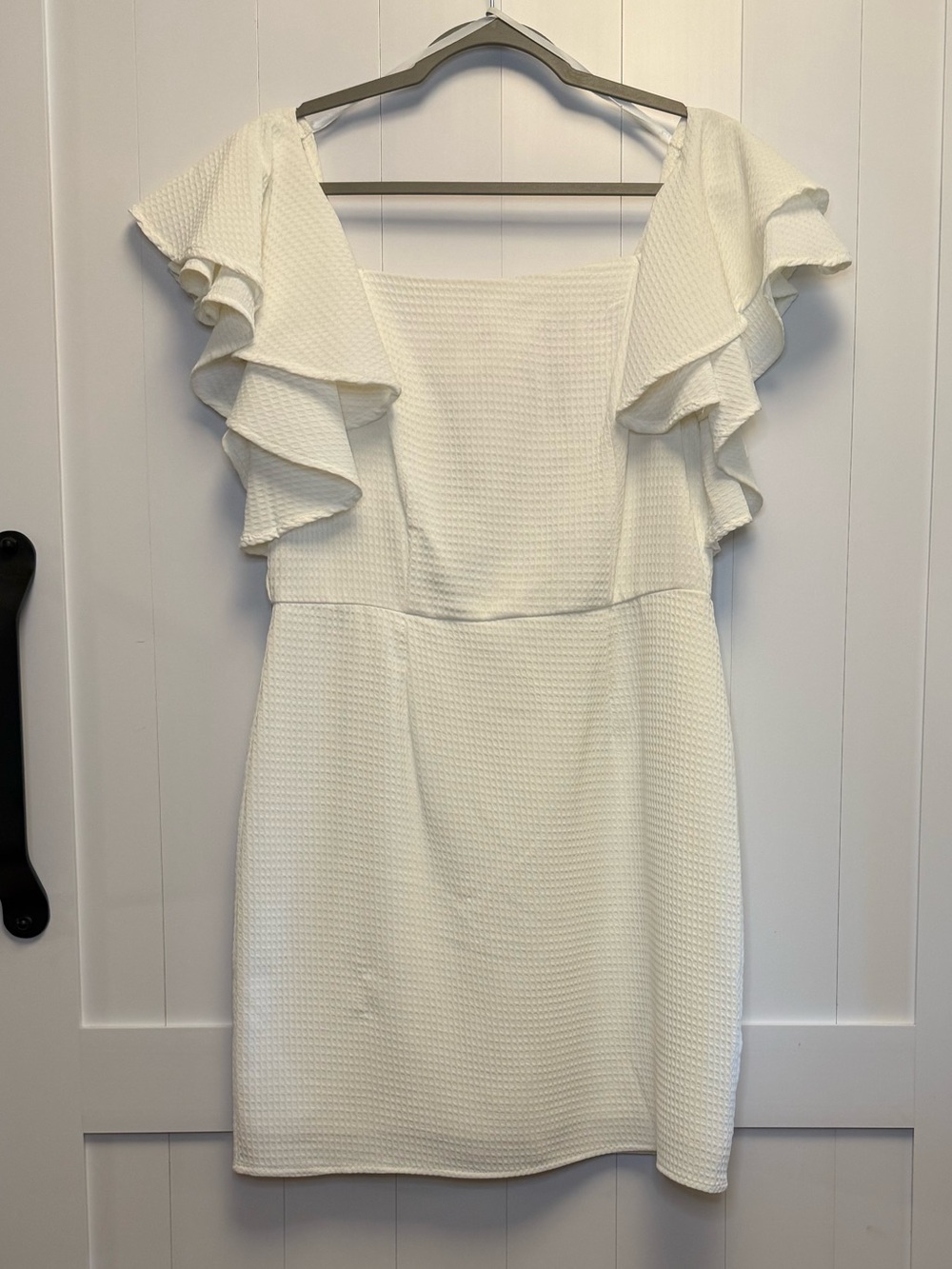 She + Sky White Ruffle Sleeve Mini Dress